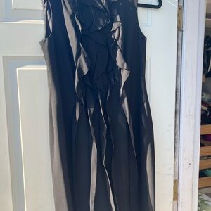 Ann Taylor Black Ruffled Midi Dress